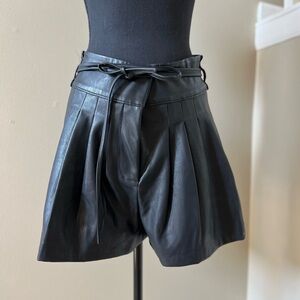 Blank NYC High Waist Black Leather Shorts